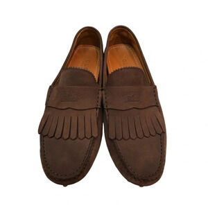 Gucci 337066 Suede Fringe  Driver Loafers | Dark brown | Men’s Size 6